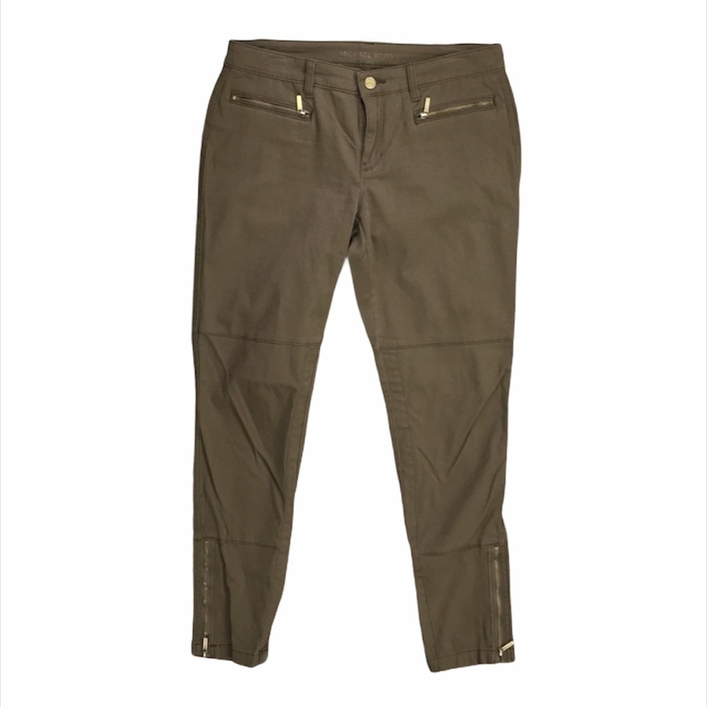 Michael Kors Green Ankle Zip Skinny Denim Jeans